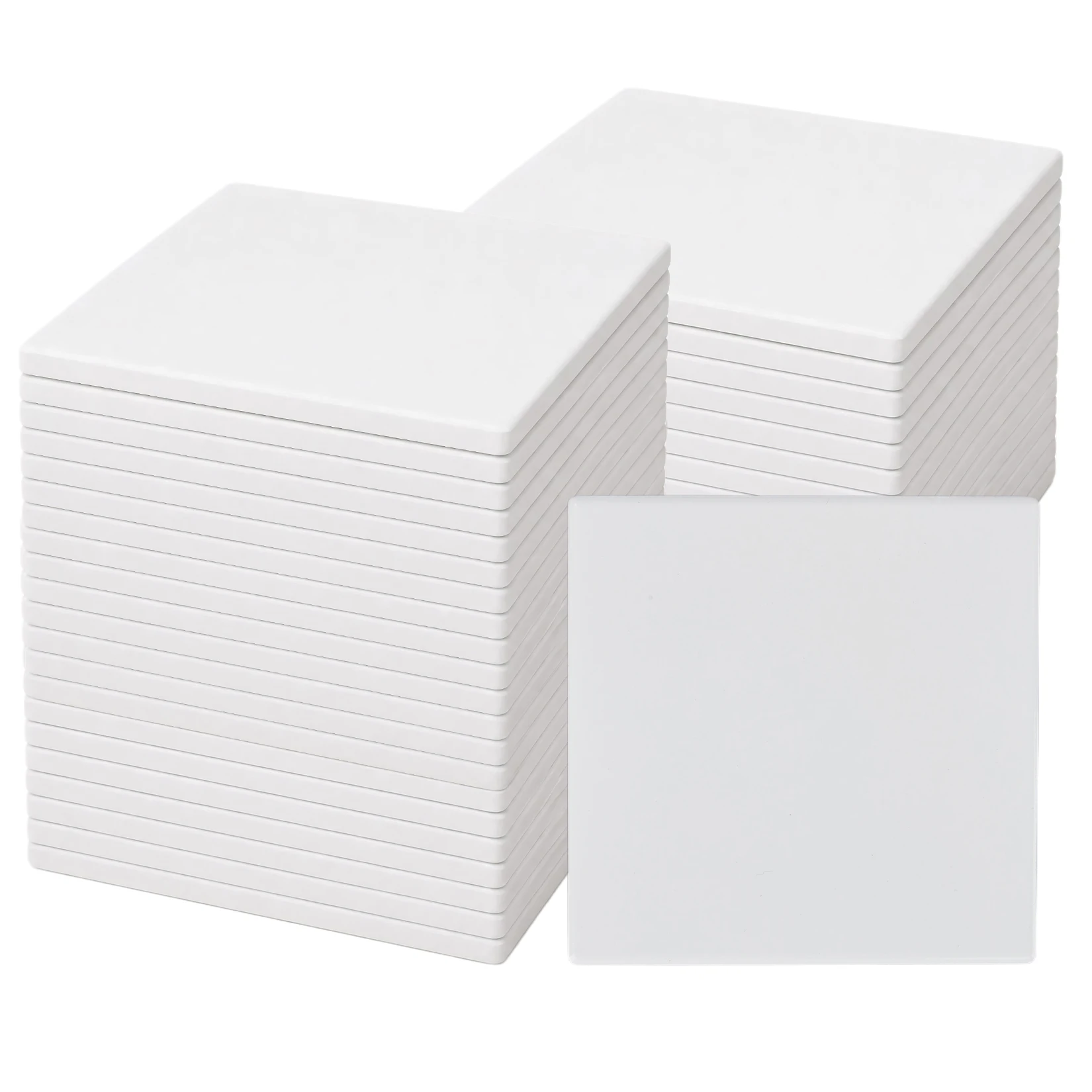 Sublimation Blank Coaster Set, Square & Round Ceramic Blanks with Cork Back, 3.94
