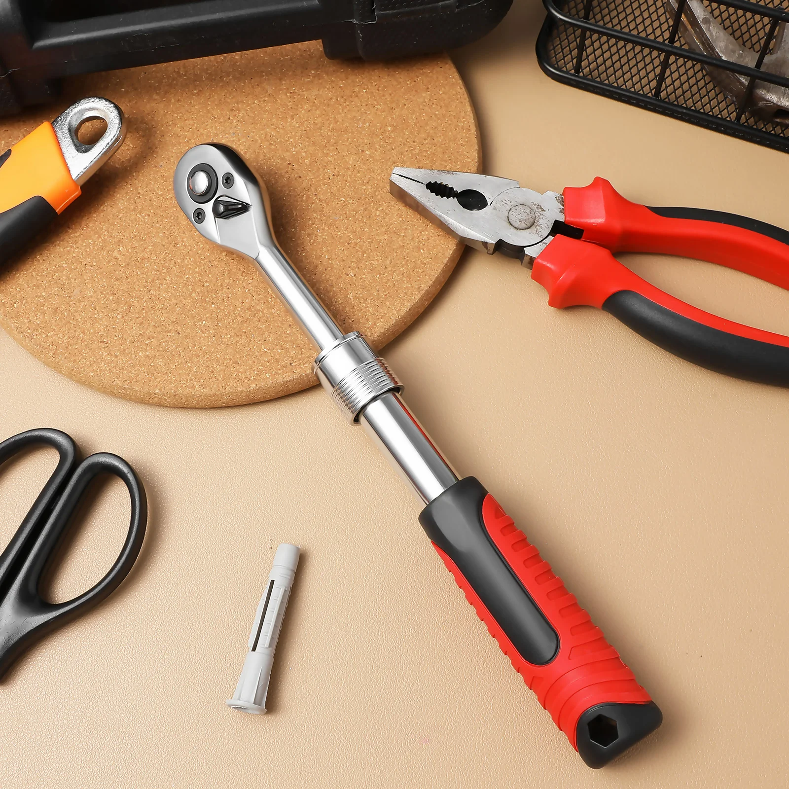 

Telescopic Wrench Extendable Ratchet Handle Adjustable Spanner Long Gear Hand Tool Repair 1/4 Drive Portable Socket