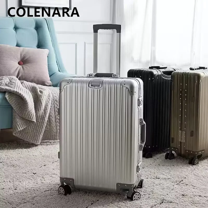 COLENARA Suitcase Full Aluminum Magnesium Alloy Boarding Box Large Capacity Trolley Case 20