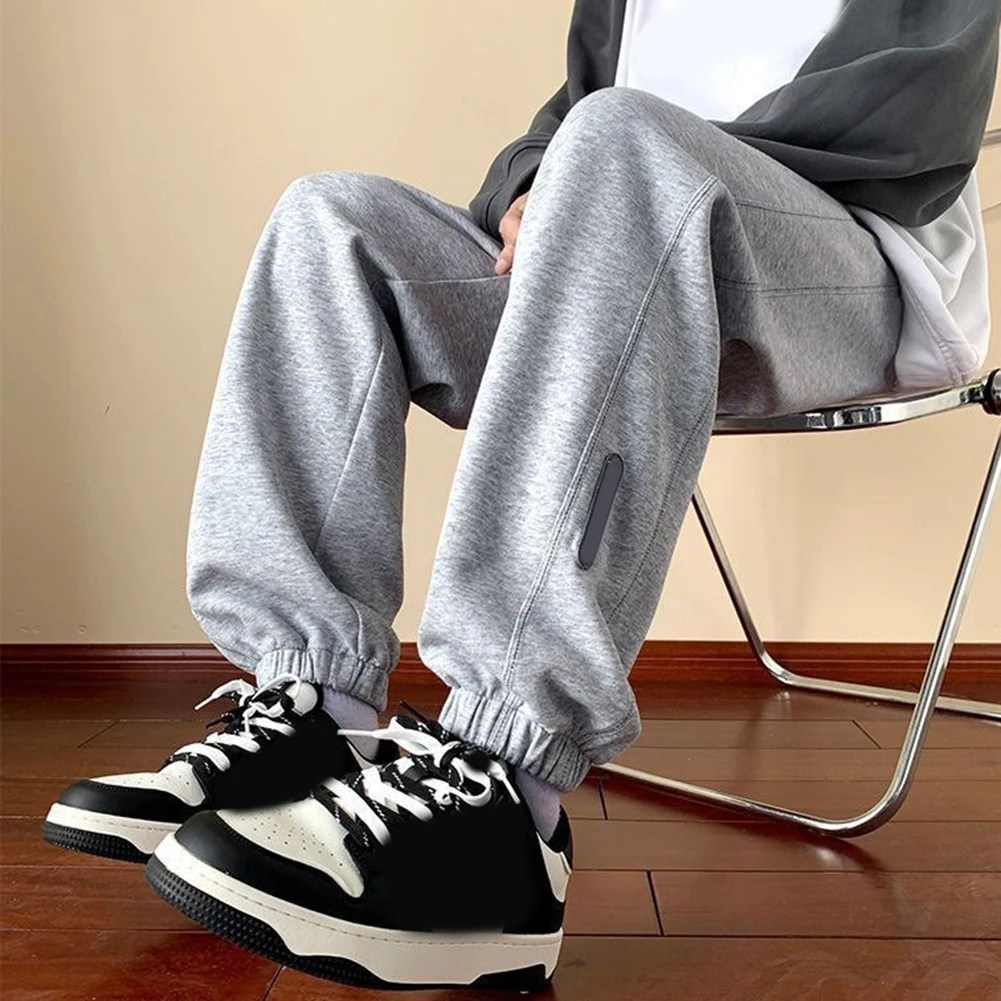 Mens Straight Pants Loose Pockets Trendy Sweatpants Elastic Waist Sports Cuffs