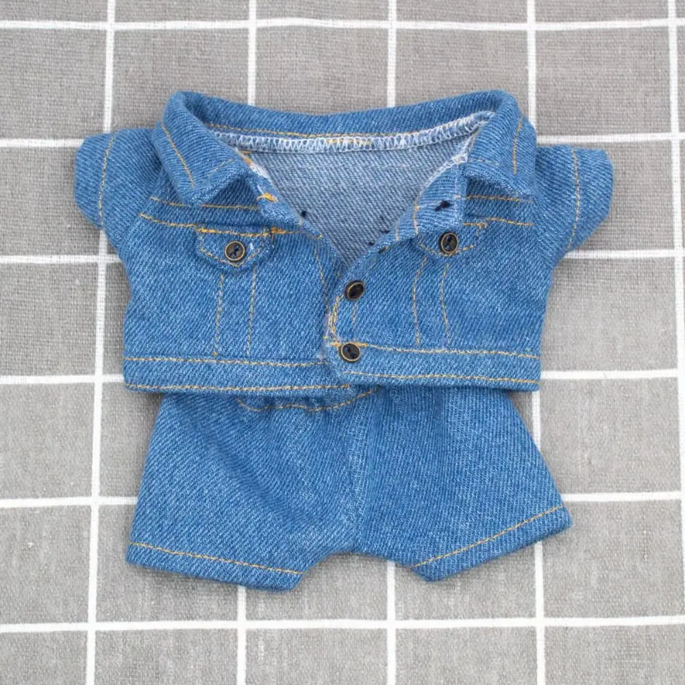 Children's Gift Casual Wears Cotton Doll Jeans Clothes Suit Dress Up Doll Jacket Pants Denim Handmade Doll Coat Tops 15cm/20cm