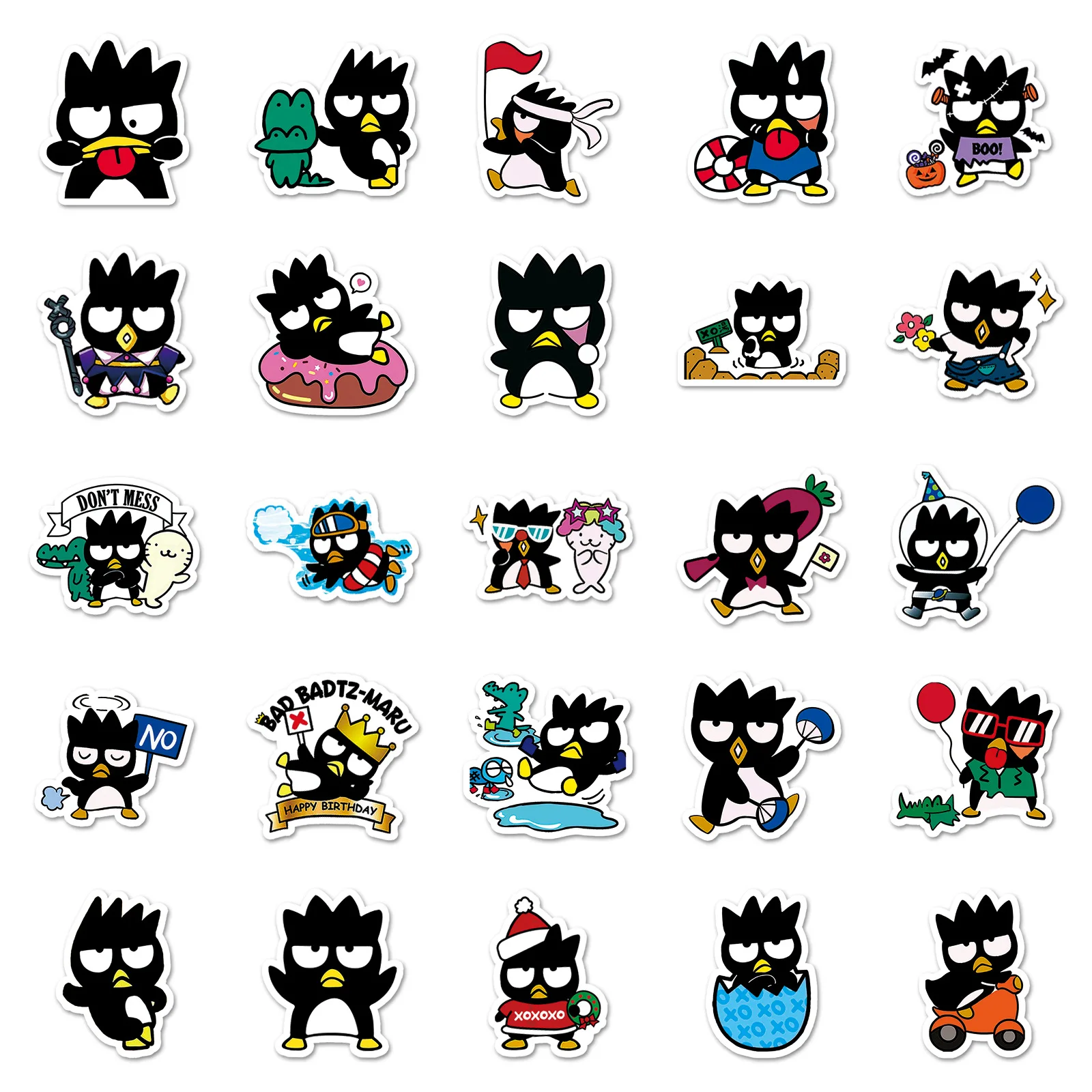 50Pcs Cartoon Cute Sanrio Badtz-maru Penguin Stickers Kawaii Water Bottle Laptop Skateboard Luggage Waterproof Stickers Kid Toys