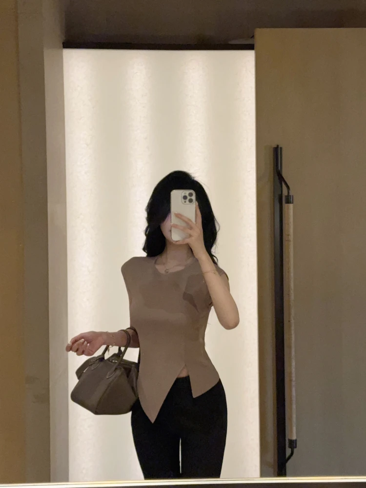 

Коллекция Mmm Mat Split ort Sve Женский топ Летняя футболка Quali Faionable Slim Fit круглый Ne ort...