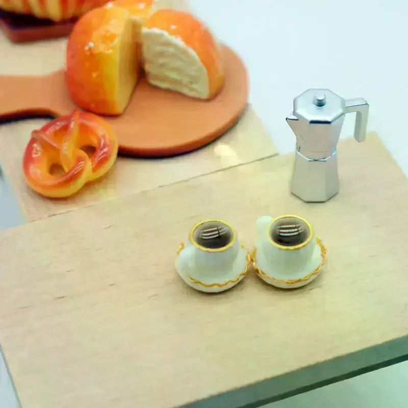 オーナメント キッズキッチン ごっこ遊び おもちゃ DIY アクセサリー ギフト かわいい ドールハウス ミニチュア コーヒー パン 朝食 11点セット モデル