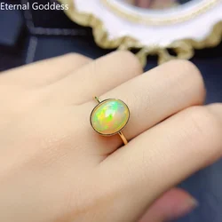 Colorful Opal Rings 925 Sterling Silver Oval 8*10mm Rings Fashion Jewelry Set Rhinestone Wedding Rings Ladies Luxury Jewelry