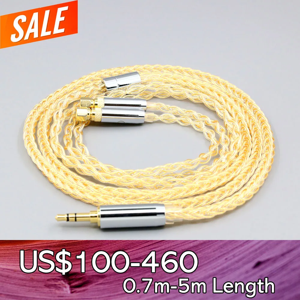 

8 Core 99% 7n Pure Silver 24k Gold Plated Earphone Cable For HiFiMan HE400 HE5 HE6 HE300 HE4 HE500 HE6 Headphone LN008420