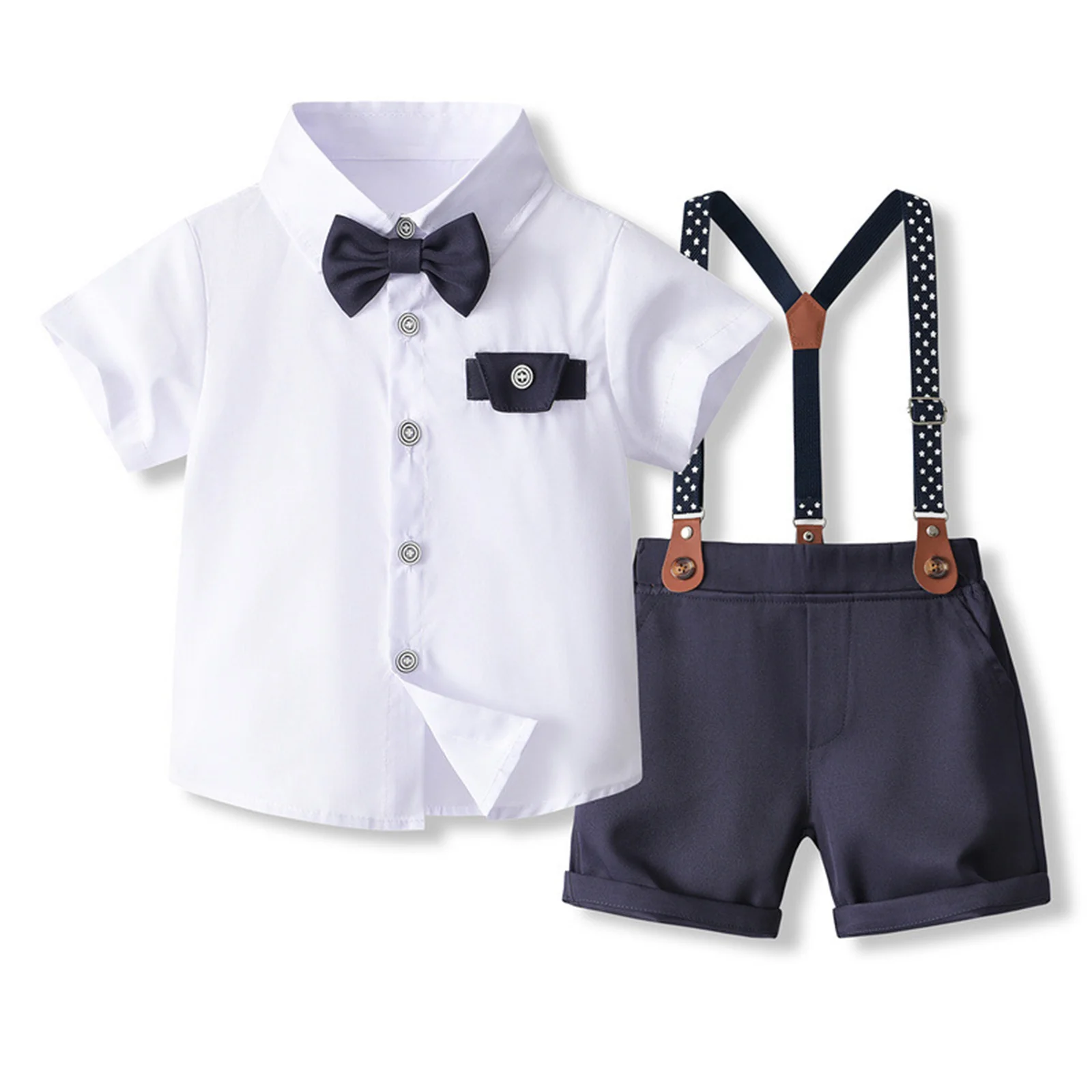 Kids Boys Clothing Infant Formal Suit Short Sleeve Gentleman Set for School Uniforms Birthday Party Christening Baptism Costume