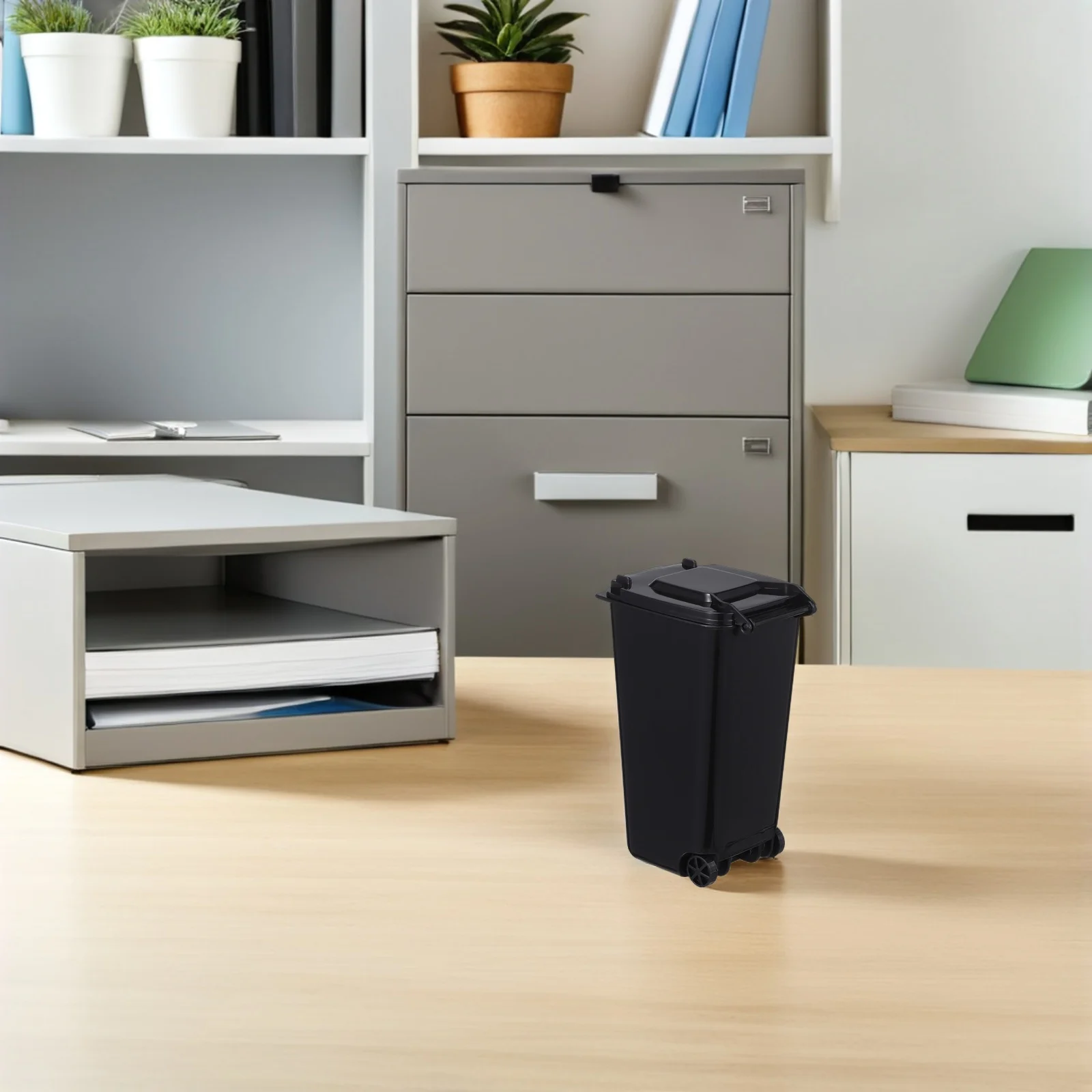 

2Pcs Mini Plastic Desktop Trash Bin Lid Covered Small Wastebasket Office Bedroom Tabletop Countertop Rubbish Bin