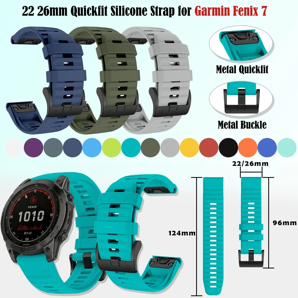 Offizielles Silikonarmband für Garmin Fenix 7 22 26mm QuickFit Silikon-Uhrenarmband für Garmin Fenix 6 6x 7 8 Pro Enduro 3 2 1