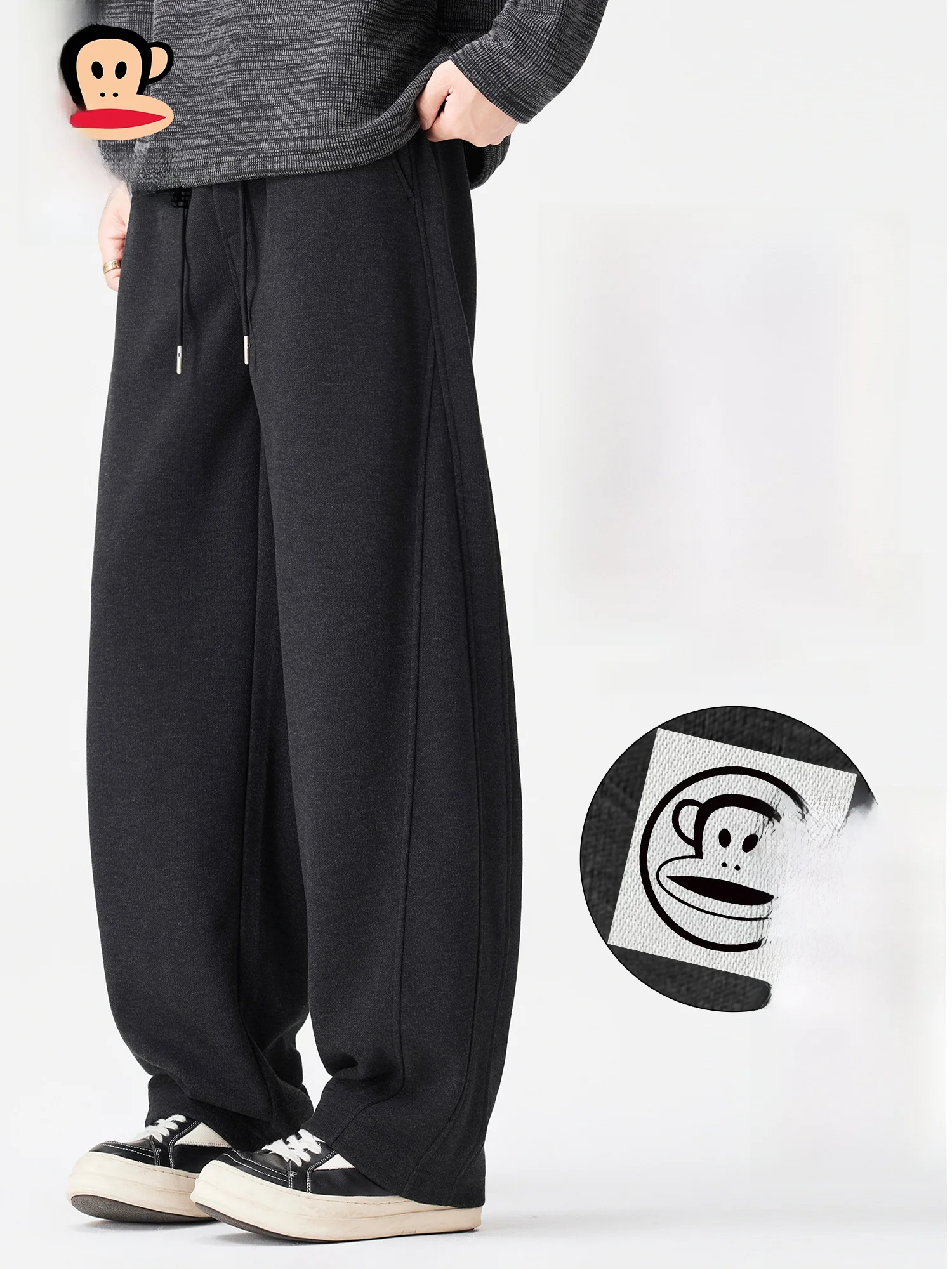 

Мужские повседневные брюки Paul Frank с флисовой подкладкой, прямые, широкие, свободного кроя, зимние, теплые, из полиэстера