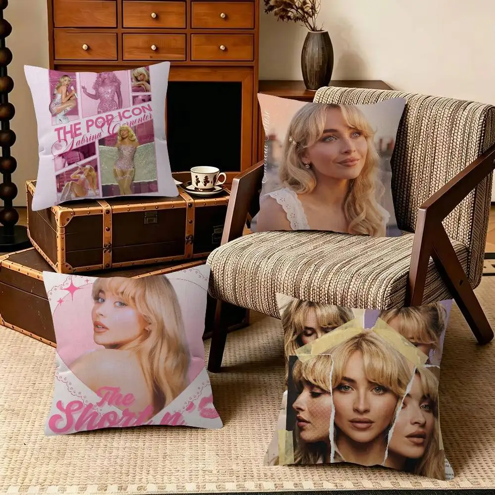 Singer Square   Trendy-style decorative throw pillow cover insert not included fauxembroidery design Sabrina S Carpenter
