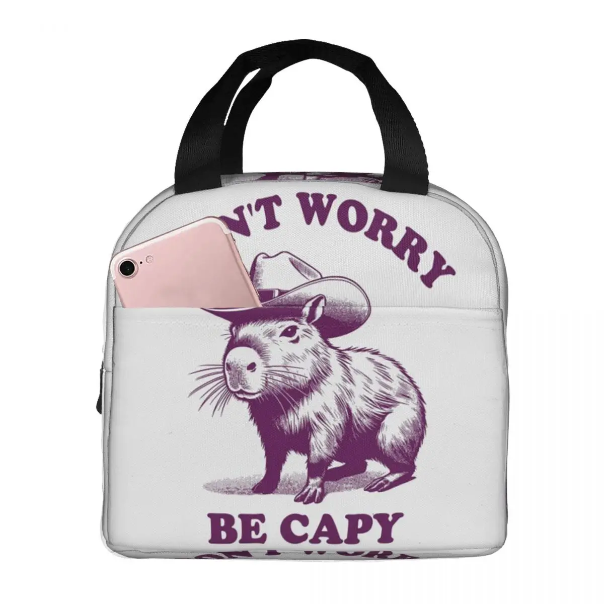 

Don't Worry Be Capybara Insulated Lunch Bag for Kids School Cooler Thermal Food Box Tote Leakproof Lunch Boxes Container