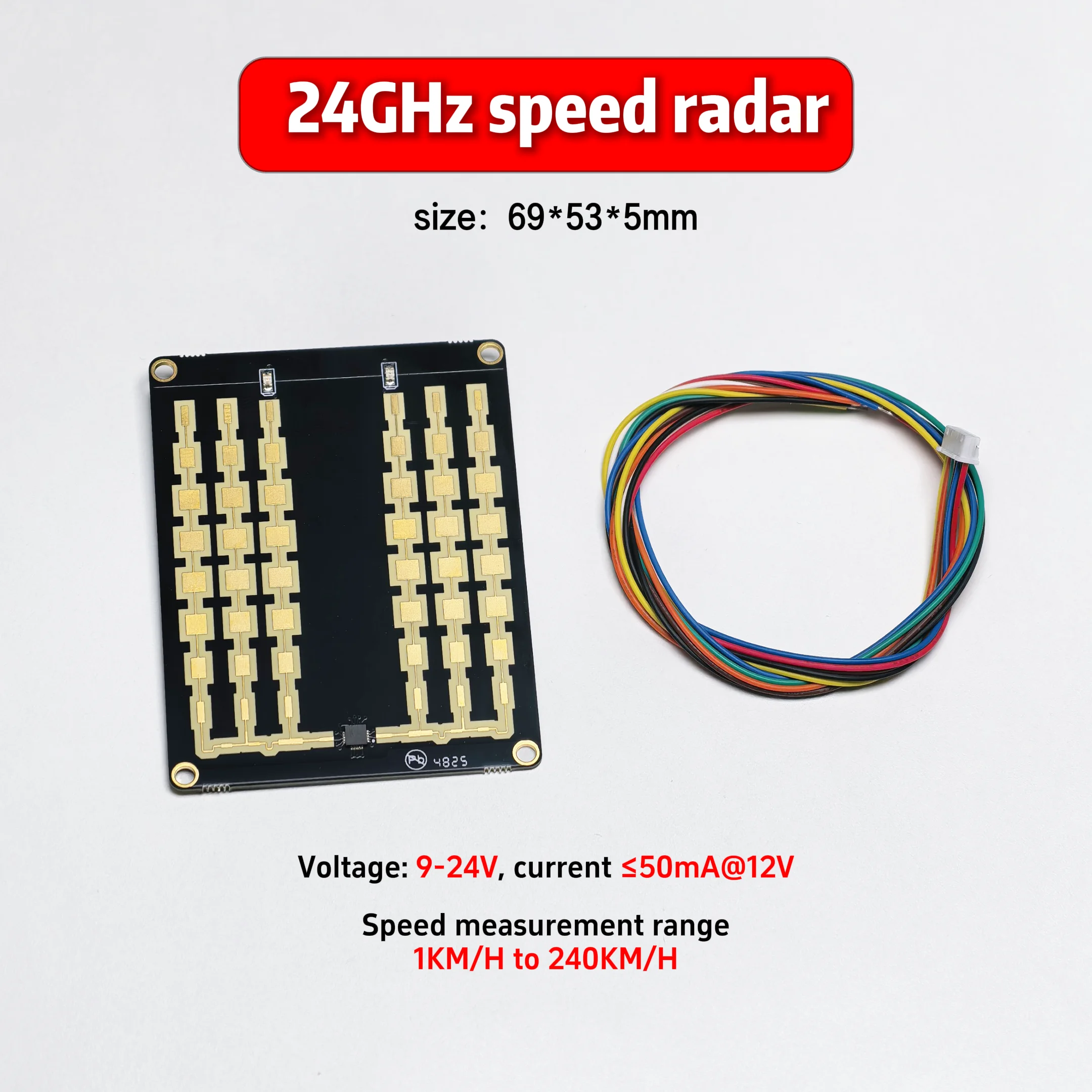 

24GHz FMCW Speed Radar Module, 1km/h-240km/h Vehicle Velocity Sensor, 180m Automotive Radar Detector Car Motion Sensor Radar