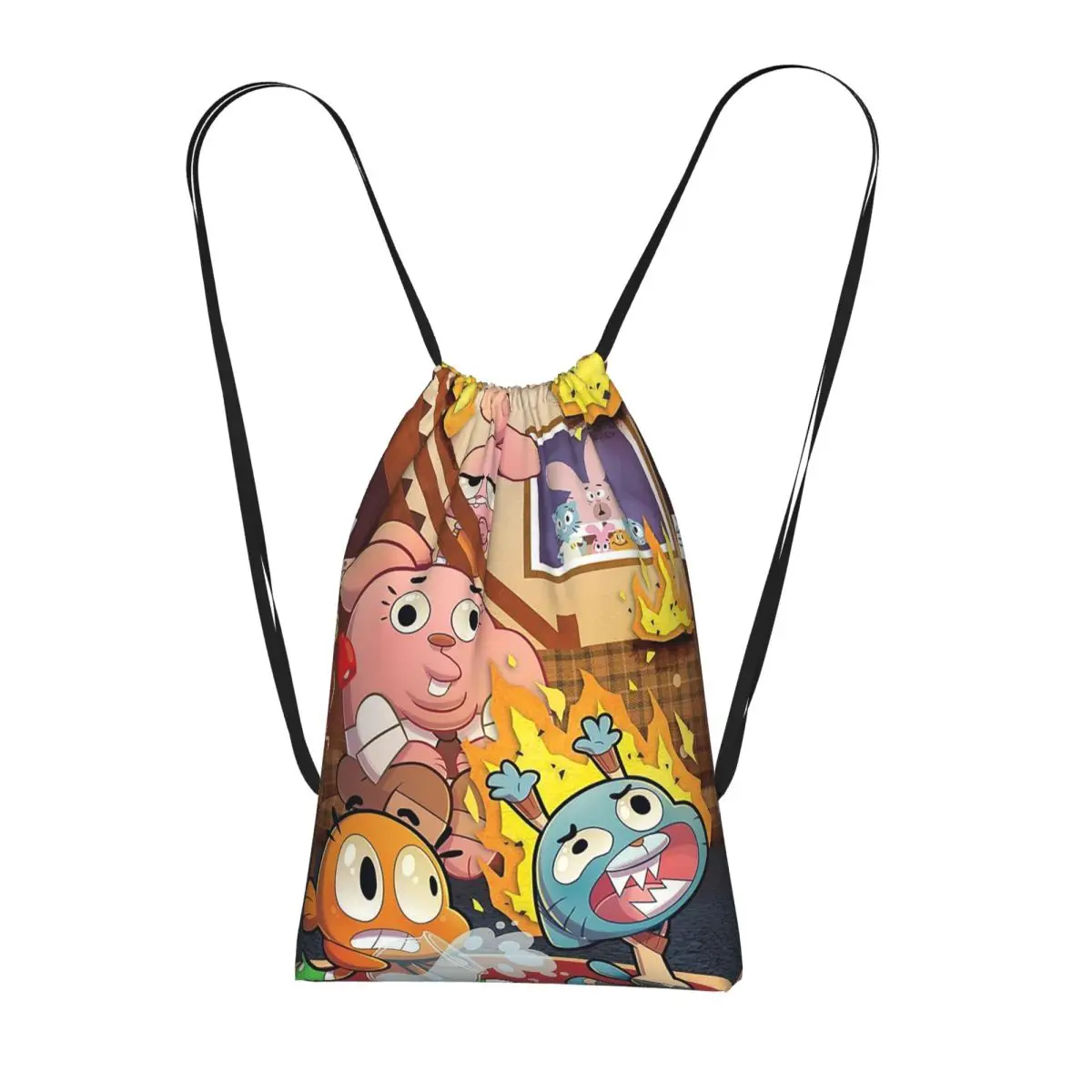 The Amazing World Of Gumball Cartoon Backpacks Fashion Drawstring Bags Sports Bag Book Bags for Travel School