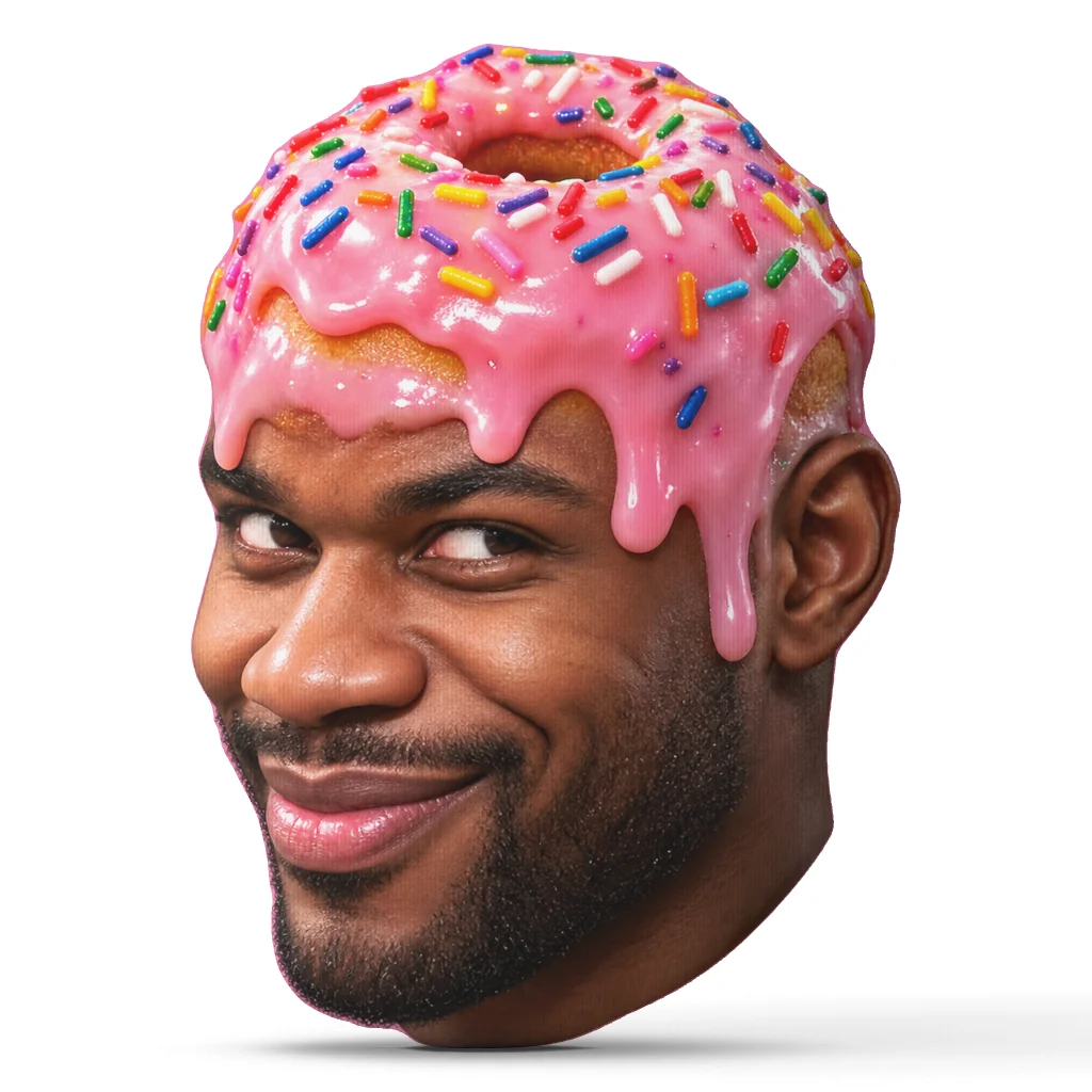 Pink Frosted Donut Head Shaped Pillow Funny Face Cushion Irregular Stuffed Throw Pillow for Sofa Home Decor Novelty Gift
