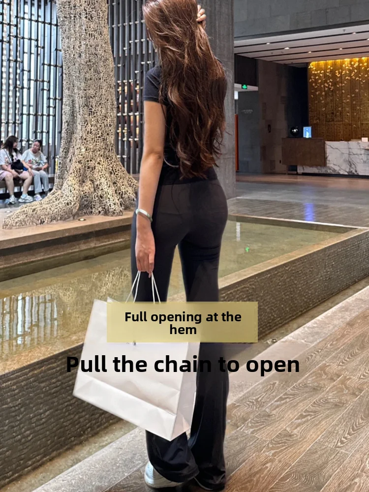 กางเกงโยคะเอวสูงสำหรับผู้หญิง รุ่นใหม่ ซิปซ่อนด้านนอก กางเกงหนังเทียม กางเกงช่วยพยุงสำหรับผู้หญิง กางเกงลำลองขายาว