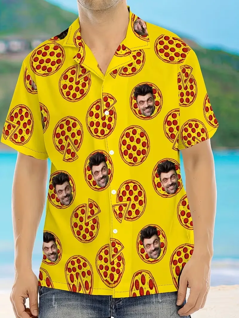 

Мужская гавайская рубашка с индивидуальным дизайном, тропический цветочный принт, на пуговицах, с коротким рукавом, для пляжа и отдыха.