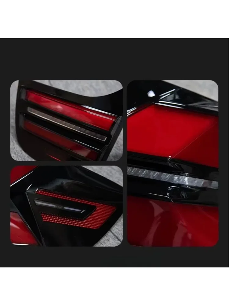 2-częściowy zestaw tylnych lamp LED do BMW X6 E71 2008‑2014 SUV, styl czerwonej strzałki, tylne światła przeciwmgielne, światła hamowania, dynamiczne sekwencyjne kierunkowskazy w kolorze bursztynowym, — 2