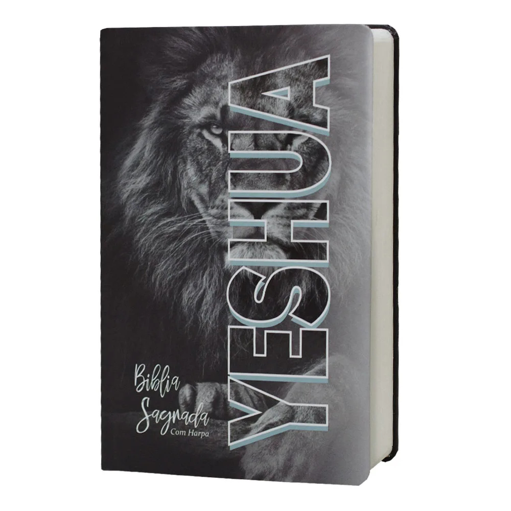 Holy Bible Lion Yeshua-Word of Jesus in Red-Hardcover-With Harp