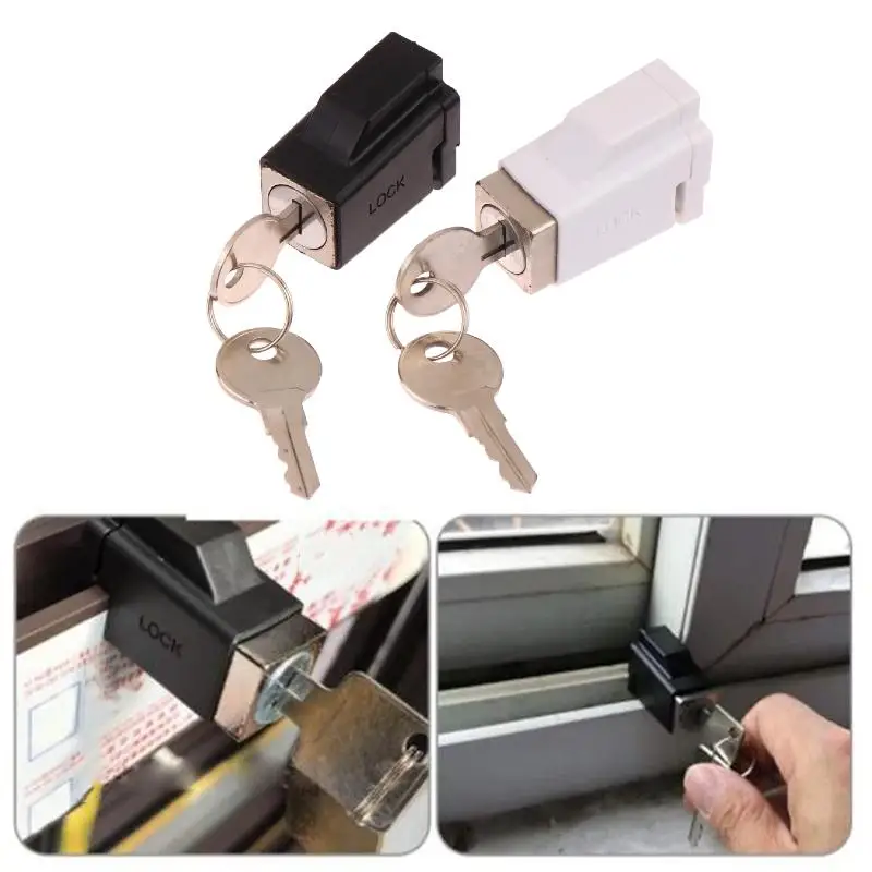 1 PC Duurzaam Draagbare Praktische Prachtige Aluminium Raamsloten Met 2 Sleutels Raambegrenzer Slot Voor Ziekenhuis Bank