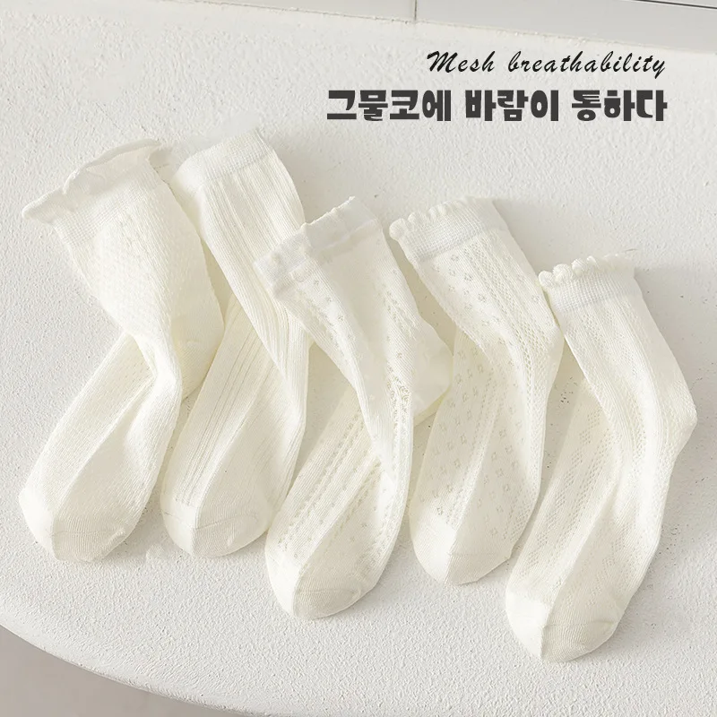 

5Paitrs/Lot Summer Children Girls Mesh Socks Cotton Toddler Kids Girls Socks For 1-12Y Girls Ins Thin Breathable Babys Girl Sock