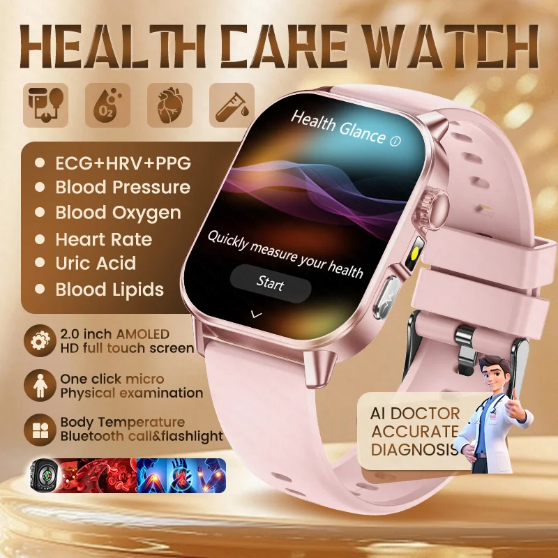 

New ECG AI Doctor Accurate Diagnosis Smart Watch BP Blood Oxygen Three Highs Heart Rate Health Monitor BT Call Women Smartwatch