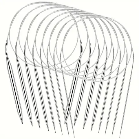 11PCS Circular Knitting Needles Set Stainless Steel Knitting Needles 80CM Round Weaving Needle Set for Blankets Scarves Sweaters