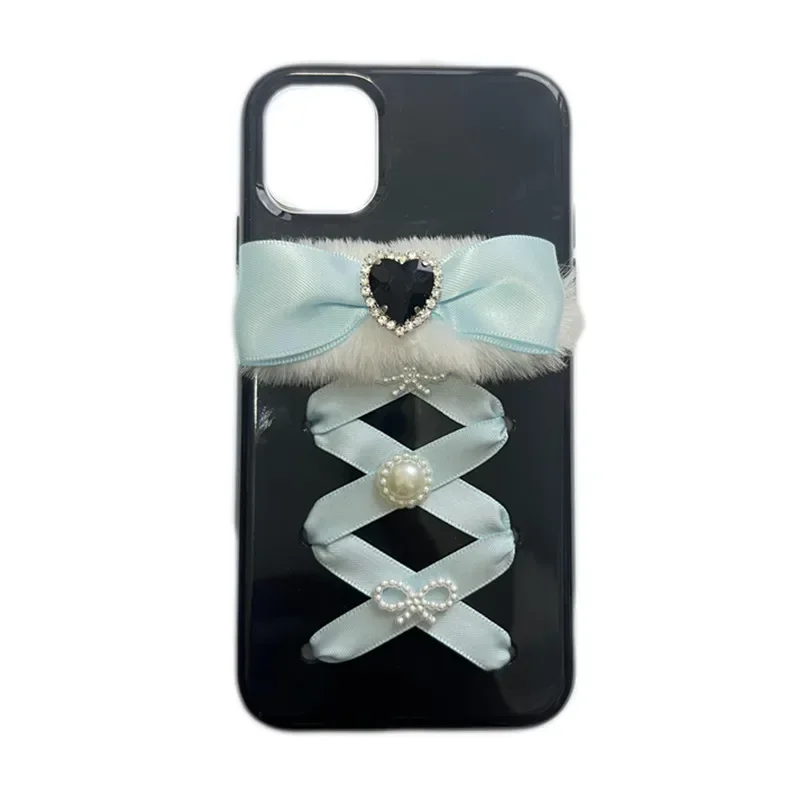 dophee original Spice Girls Rhinestone bowknot vintage Plush mobile phone case soft phone covers Suitable for iPhone 13 14 15 16