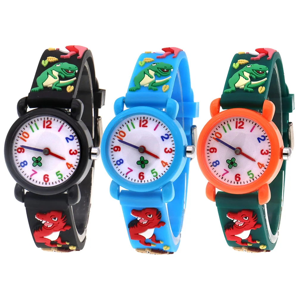 3Pcs Children's Quartz Watch Set Waterproof Kids Wristwatch for Boys and Girls Students Fashionable Watch
