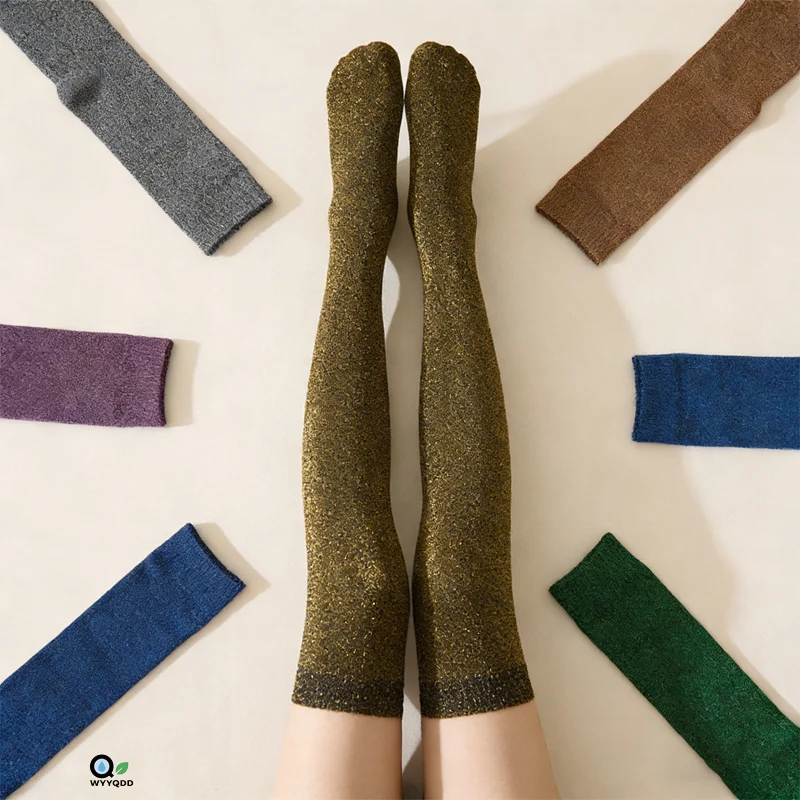 

Женские гольфы до колена – универсальные свободные носки с металлическим блеском, модные уникальные гольфы выше колена для женщин