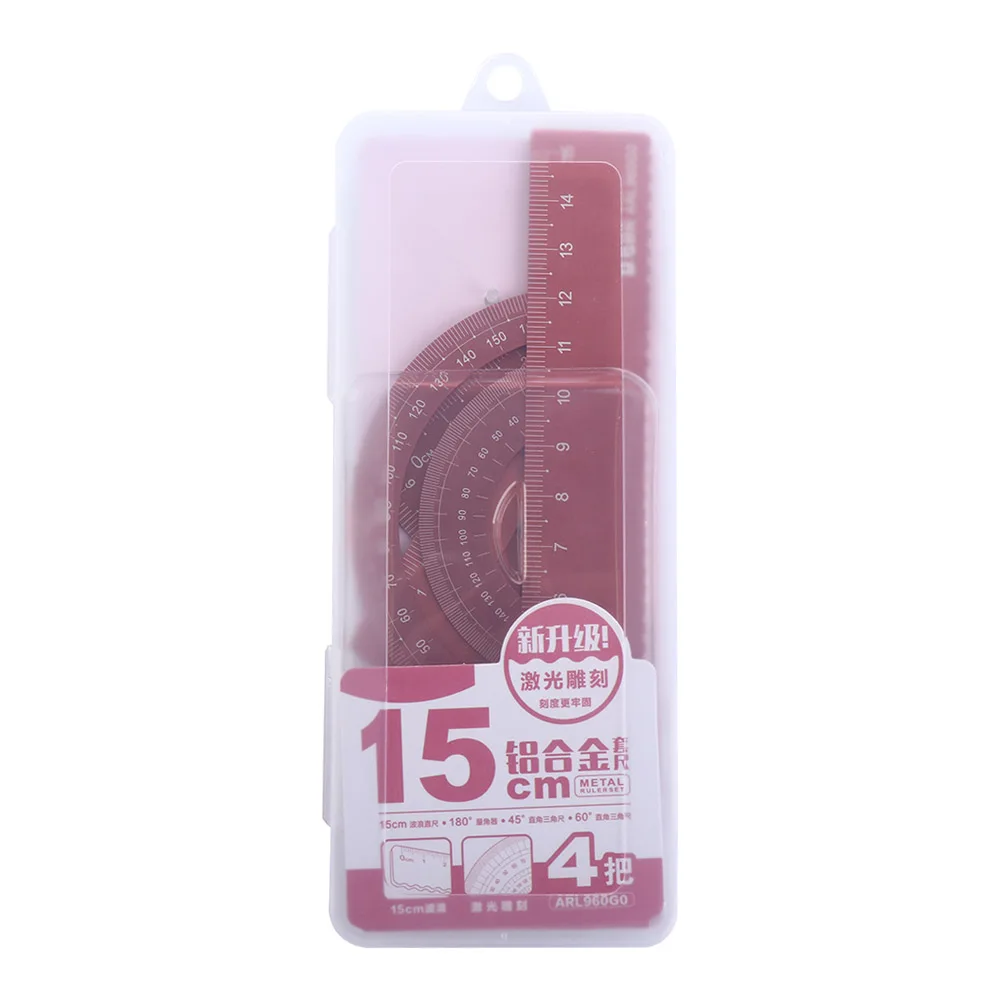 

High quality Durable Compass Maths School Measurement Examination Stationery Aluminium Ruler Set Drafting Supplies Metal Rulers