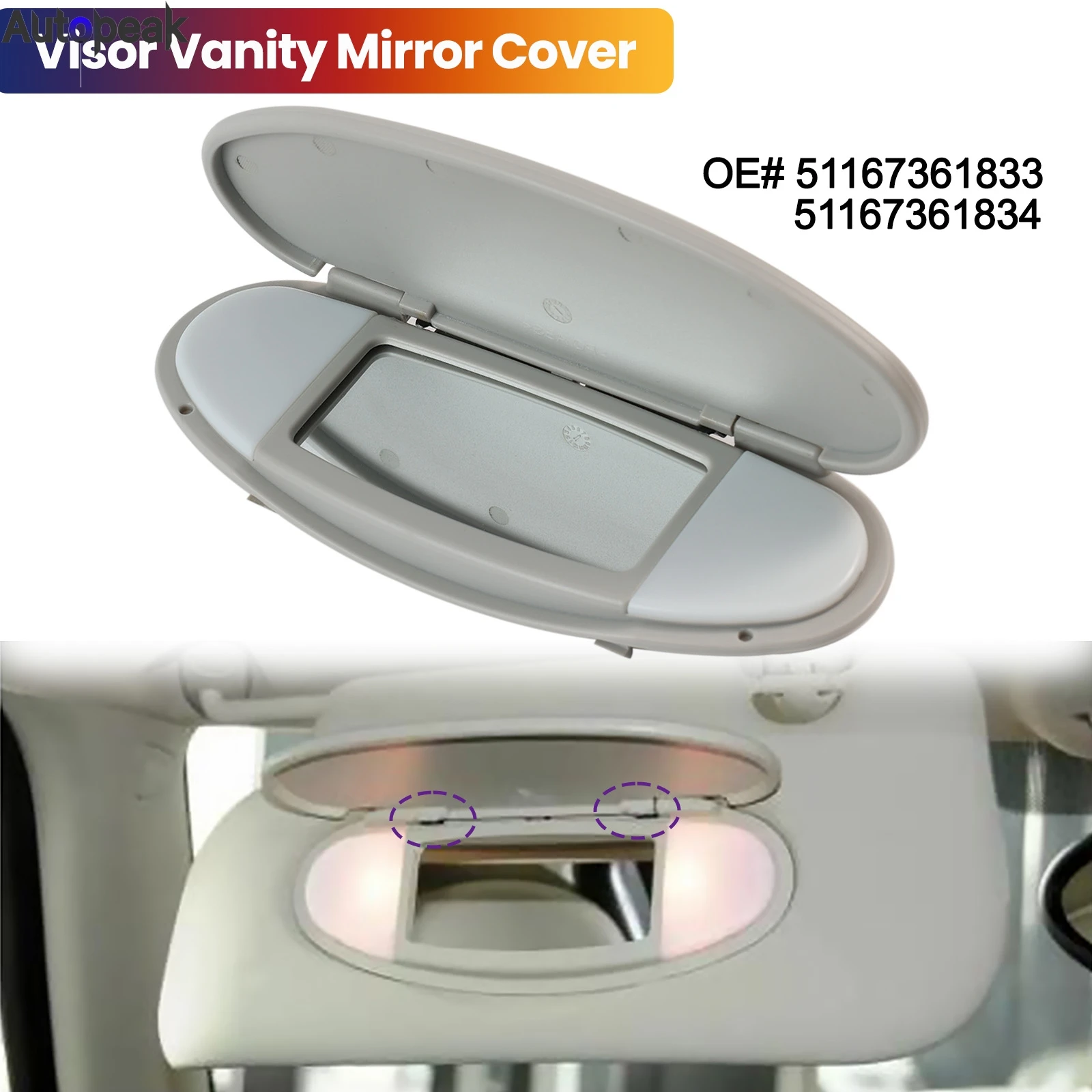 

Car Sun Visor Cap Vanity Mirror Cover For BMW Mini Cooper R55 R56 R57 R58 R59 2007 - 2014 Plastic Front Left / Right Accessories