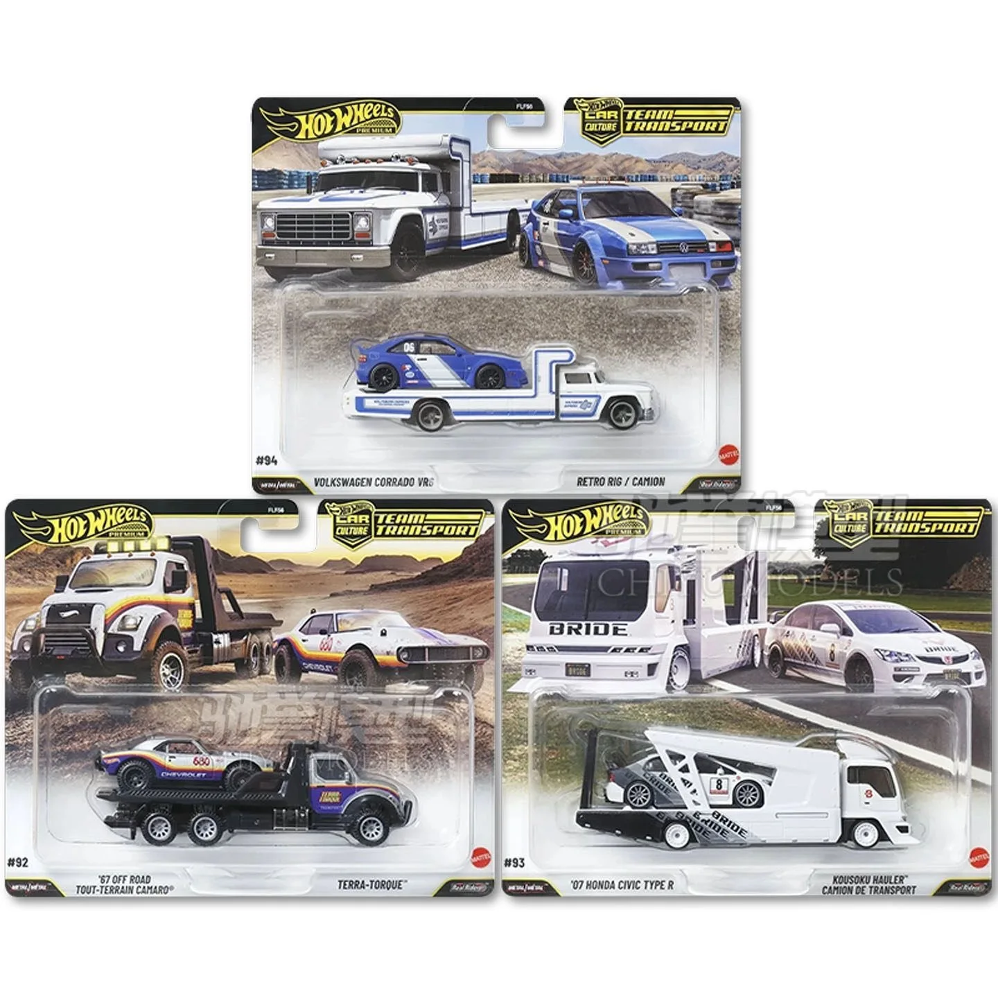 2026 Hot Wheels Premiums Car Cultures FLF56 Honda Civic Volkswangen Corrado Camaro Team Transport Die-Cast Car Model Collection view 6