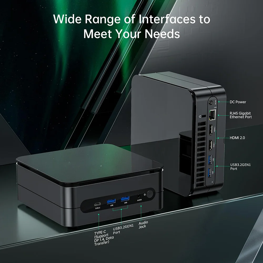 OUVIS-Mini PC F1A, Intel Core Ultra 5 155H, 16 núcleos hasta 4,8 GHz, 16GB RAM, 1TB SSD 2 * HDMI + 1 * tipo C 4K 60Hz Triple pantalla, WiFi