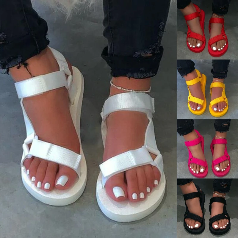 Sandalias antideslizantes suaves para mujer, zapatos duraderos con suela de espuma y correa con hebilla, informales, para exteriores y playa,