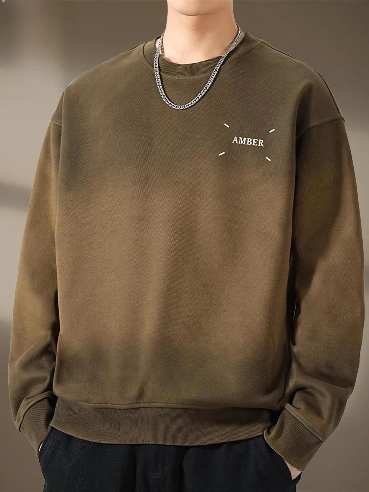 

Men's Hoodie Spring 2026 New American adient Base Long Sve T-irt Casual Loose Fit Polyester Cotton Blend