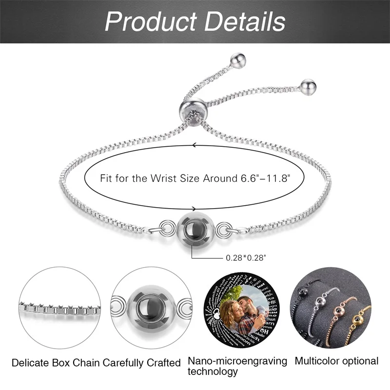 Personalized photo bracelet with projection 6