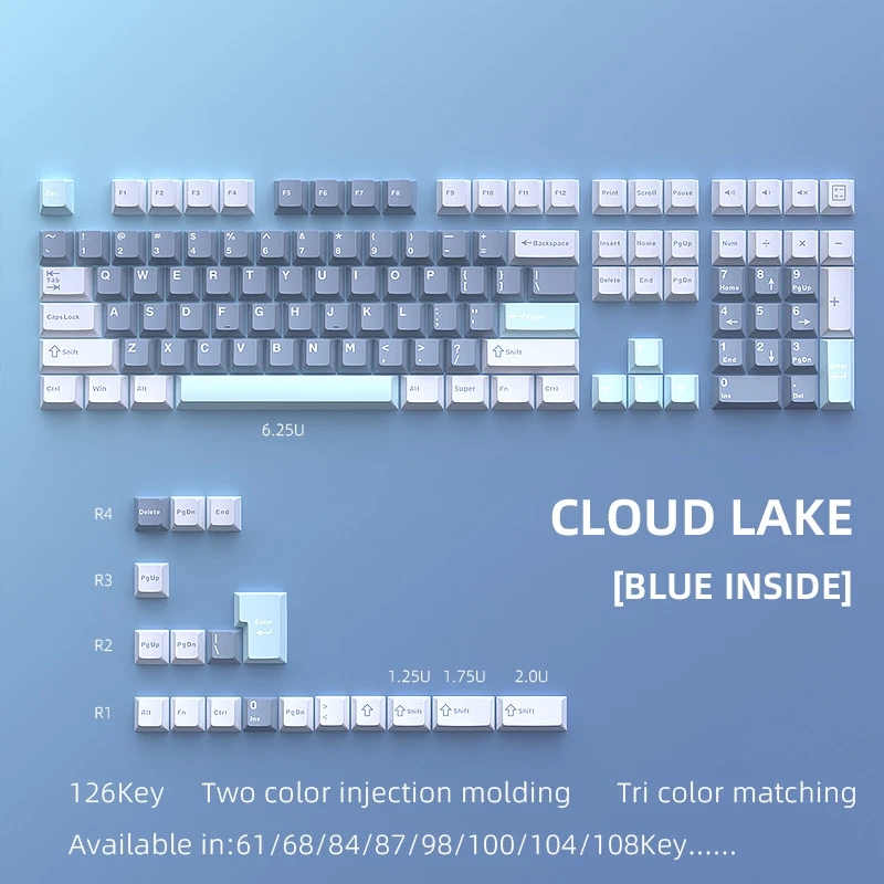 Yunhu Mechanical Keyboard Keycaps PBT Material 128 Full Set Standard Profile In-Stock Wholesale forCross-Border