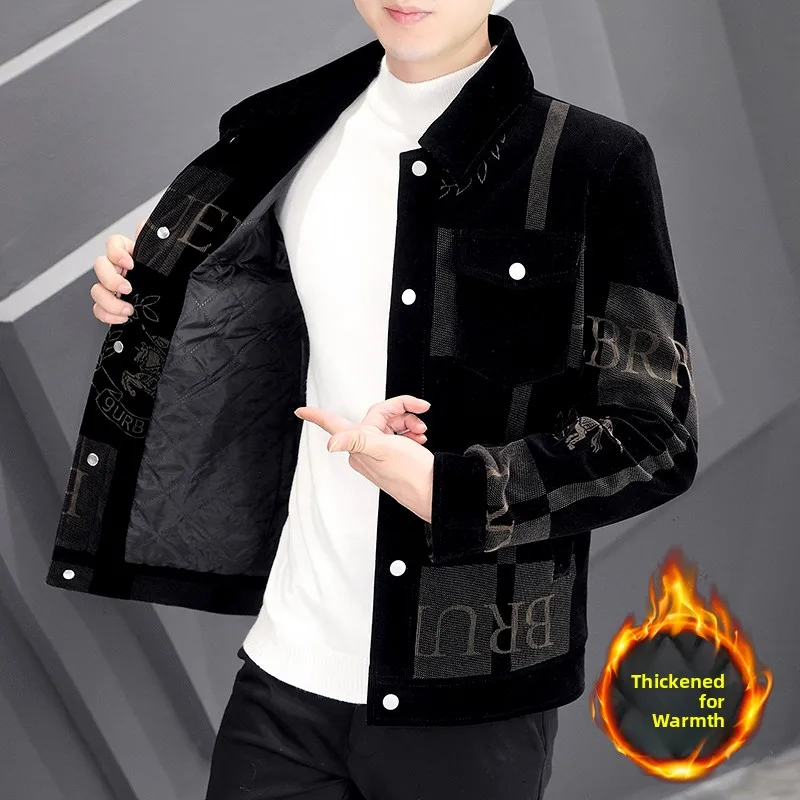 

Мужская зимняя повседневная куртка из хлопка Thiened, модная корейская бархатная верхняя одежда, молодежное длинное пальто све с боковыми краями