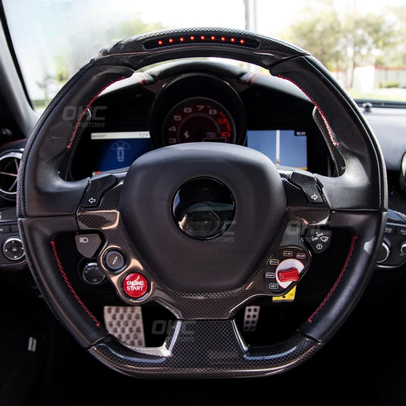 Suitable for Ferrari California T F12 Sergio carbon fiber car steering wheel LED racing lights