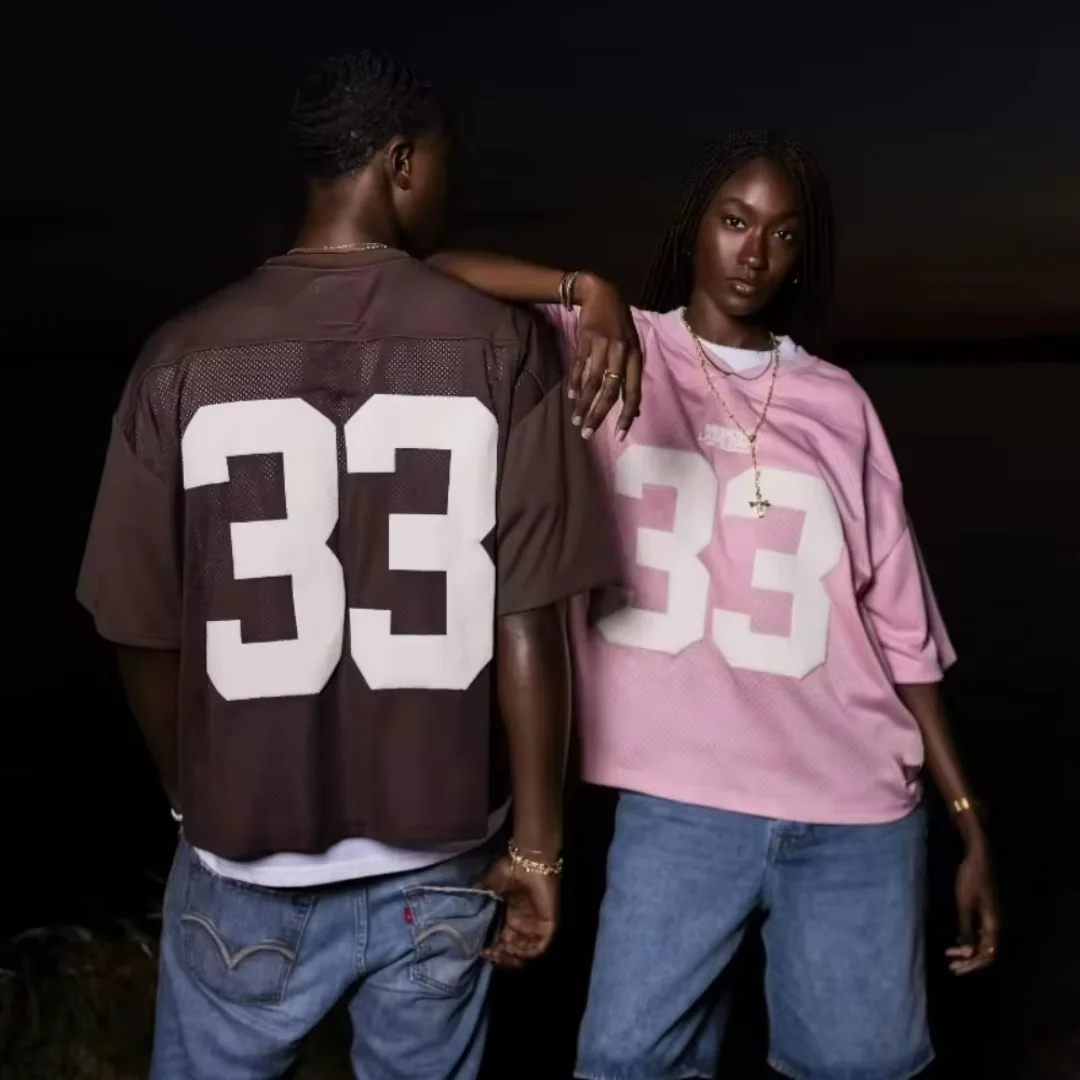 Retro Jersey Breathable Mesh T Shirt Men Women Street College Sports Wear Oversized Unisex Football Dry Quickly Tee Y2k