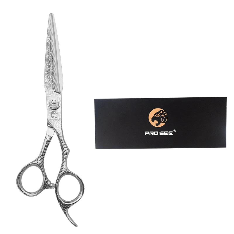 PROSEE CS-60 Damascus Pattern Scissors For Barbers Scissors VG10 Steel 6Inch Hairdressing Barber Shears