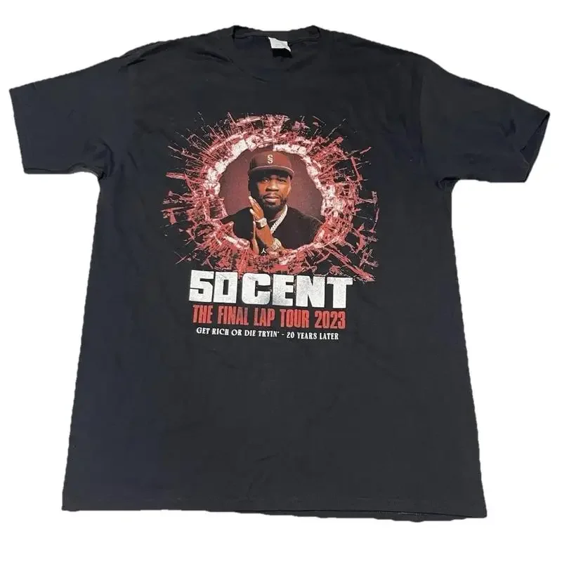 50 Cent The Final Lap Concert Tour T Shirt 2023 Busta Rhymes Hip Hop Rap Medium