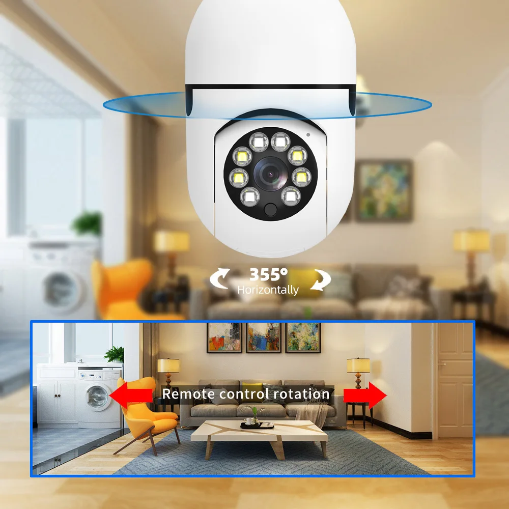 Home Camera for Baby Room 2MP Night Vision Fullcolor Wireless Indoor Wifi Surveillance Camera IWONGOU Humantracking Bulb Camera