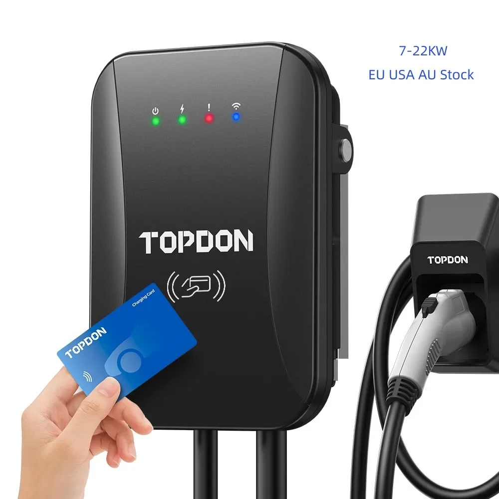 TOPDON 16Kw 22kw Portable Ev Wall Charger 7Kw 11kw 16A 32A 32 Amp Type 2 1 level2 Home Electric Car Charger Ev Charging Station