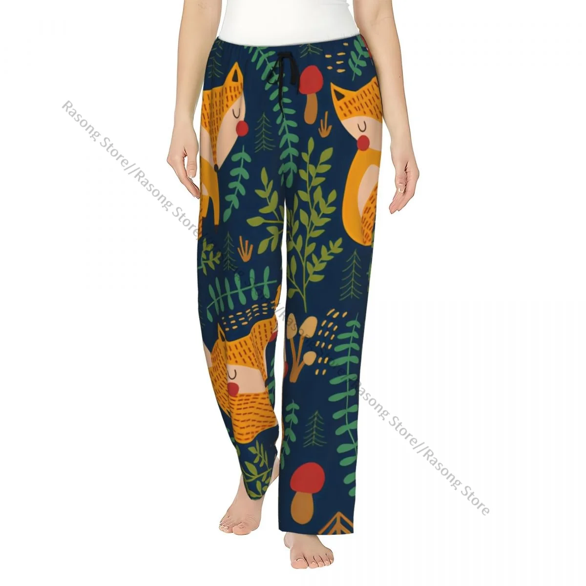 

Теплые женские пижамные штаны с милым принтом лисы, штаны для сна, мягкая домашняя одежда