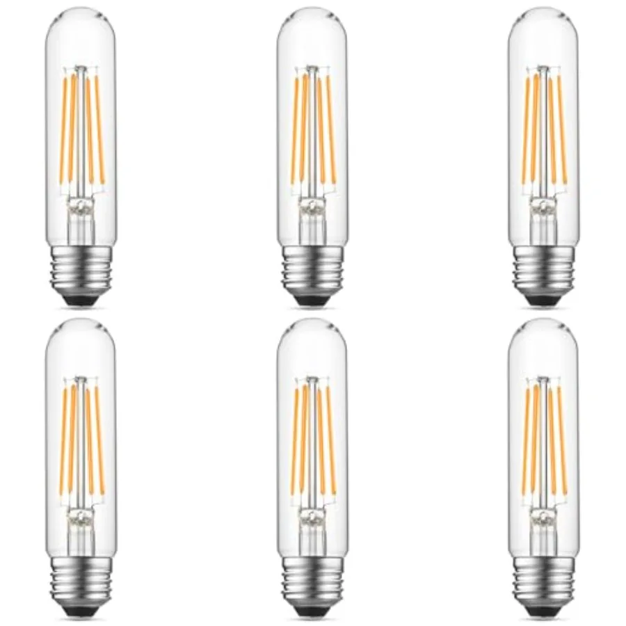 Dimmable E26 Edison Bulb, AC120V 2700K Light Bulbs, 6W, Equivalent 60W, 750LM, 5 Inch Long Tubular T10 LED Bulbs for Rustic Pen