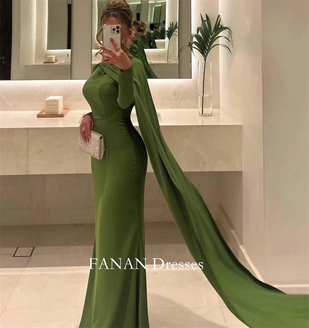 FANAN-vestidos de fiesta de noche para mujer, vestidos de manga larga, cuello alto árabe, sirena, Vintage, Formal, evento, baile de graduación, moda