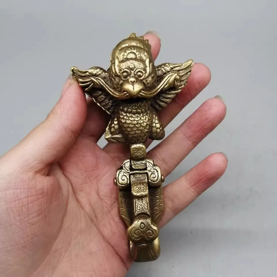 Chinese Collection Brass Carved Dapeng Statue Belt Buckle