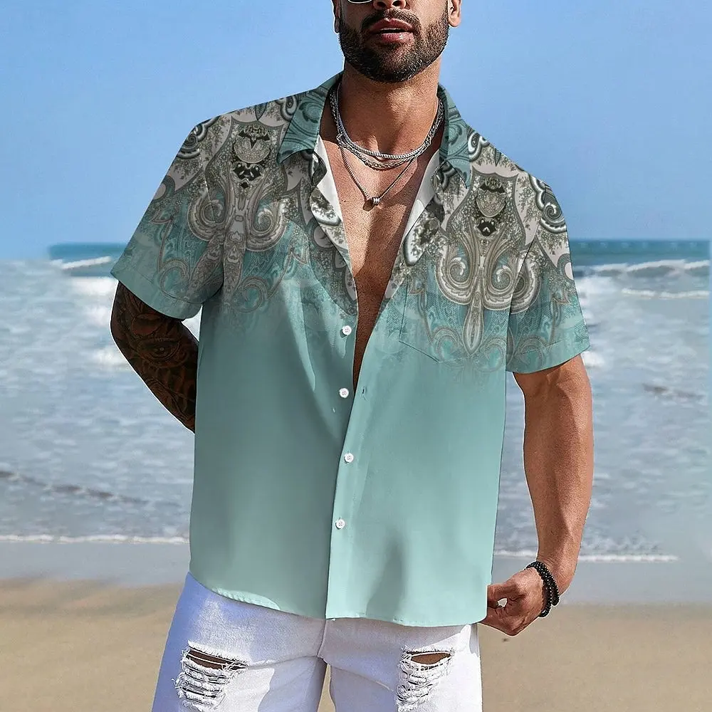 

Summer Men's Casual Hawaiian Shirt Solid White Black Street Outdoor Sports Men's Tops Plus Size Shirt